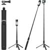 VYVIYON 146 cm Treppiede invisibile, monopiede estensibile per Insta360 | Asta Selfie per Insta360 X5 X4ONE X2, con Adattatore per Fotocamera D'azione 1/4 Pollice per GoPro