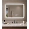 STARLEAD 60x80cm Specchio Bagno con Luce e Orologio & Meteo App Wi-Fi | Specchio Intelligente, Antiappannamento, Dimmerazione, 3 Colori di Luce, Memoria, Vetro Temperato, IP44, CRI>90