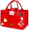 FainFun Borsa per la Spesa in Feltro, FainFun 30 * 20 * 18 cm Cestino in Feltro con Manico Quadrata, Sacchetti Grandi per la Spesa, Cestini per Legna da Riviste, Giornali (Xmas Rosso)