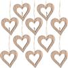 Logbuch-Verlag 10 cuori in legno da appendere naturale, 10 cm, regalo di nozze, ciondolo a forma di cuore in legno, decorazione per la festa della mamma