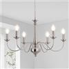 LXWNYY Lampadari Moderni Vintage,6 Luci Nichel Lampadario A Sospensione Industrial, Argento Rustico lampadario soggiorno,E14,per soggiorno, cucina, sala da pranzo, camera da letto