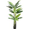 HOMCOM Albero di Banano Artificiale 180 cm in Vaso 18 Foglie Verde | Pianta Finta, per Interno, Ufficio, Soggiorno, Camera da Letto