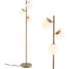 HOMASIS Lampada da Terra con 3 Palloni, Moderna Lampada da Pavimento con Pratico Interruttore a Pedale, Portalampada E27, Luce Decorativa 169cm per Soggiorno, Studio e Camera da letto, Oro e Bianco