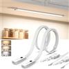 Lureshine Luce LED Sottopensile Cucina 60cm Luci Armadio Barra Dimmerabile | 2 Pezzi Lampada Sensore Gesti 3 Temperature,Alimentatore 24V Flessibile Silicone Autoadesivo Striscia LED Sottopensile Cucina