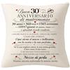 Bommex Regalo di 30° anniversario di matrimonio Fodera per cuscino da Donna | Regalo per i 30 anni di matrimonio per lei, marito moglie, mamma papà, regalo per coppie, buon anniversario di matrimonio