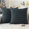 Jayusaror Cuscini Natalizi per Divano Verde 40x40 Tartan Scozzese Copricuscini Natalizie Decorativi Plaid Morbidi Christmas Natalizio Federe Cuscini Natale Decorazioni per Casa 2 Pezzi