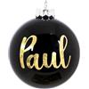 Happenings Palla di Natale personalizzata con nome o testo desiderato, diametro 10 cm, palla per albero di Natale in vetro opaco/lucido, decorazione natalizia individuale, testo dorato (nero)