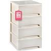 COM-FORT HOUSE Cassettiera Ondas Bianco Rotto, 4 cassetti COM-FORT HOUSE | Impilabile, cassetti scorrevoli, grande capacità, facile da pulire