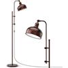 COSTWAY Lampada da Terra, Lampada a Stelo con Altezza e Paralume Regolabili, Finitura in Bronzo e Struttura in Metallo, Ideale per Soggiorno, Camera da Letto e Ufficio