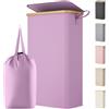 Lifewit Cesto Portabiancheria Salvaspazio, Cesta Biancheria Sporca con Coperchio, Porta Biancheria Sporca Slim per Bagno, Laundry Basket per Camera da Letto, Bagno, Lavanderia, 70 L, Viola