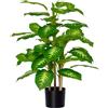 HOMCOM Pianta Artificiale Decorativa Sempreverde Altezza 95 cm, Nero | Pianta Finta da Interni, con Vaso Ø17x14.5 cm