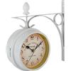 Acouto Orologio da Stazione Ferroviaria, Orologio da Parete in Ferro, retrò a Doppia Faccia, Design di Facile Lettura per Soggiorno, Decorazione da Giardino Esterno