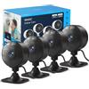 GNCC GC3 Kit 4 Telecamera WiFi Interno 1080P, Fisso, 2,4 GHz, Plug-in, Nero | Rilevamento di Movimento, Installazione Facile, Monitoraggio Animali Domestici, Notifica APP, Audio Bidirezionale, SD/Cloud