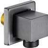 SENRISE Presa a muro per doccia in ottone massiccio quadrata a gomito G1/2 Union Water Outlet per il collegamento del tubo doccia, grigio