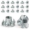 FOMGIIN Dadi a T M8 X 11 mm, 20 Pezzi Acciaio Zincato T Dado, Filettato Dadi a Griffe Dadi con 4 Griffe Legno Inserti per il Fissaggio di Parti di Mobili Dado con Griffe Manicotti da