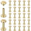 sourcing map Set di 30 rivetti a vite Chicago, M4 x 14 mm, in metallo, a testa Phillips, per fai da te in pelle, borse, artigianato, rilegatura, ottone