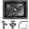 kadorer Lavello da cucina in acciaio inox, nero, 40 x 30 cm, 1 lavello | Per montaggio a incasso, a filo o in superficie, con scarico incluso, ideale per cucina, bar e camper.