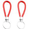JNNJ 2 Pcs Anello Portachiavi per Auto, Portachiavi in Pelle Intrecciata, Anti Smarrimento Porta Chiavi Car, Multicolore Per Chiavi Di Auto, Moto Casa(Rosso)