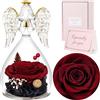 Sunia Rosa Eterna Regalo Donna, Rosa Stabilizzata Vera in Angel Cupola Regalo Mamma, Angelo Figurine di Vetro Regalo Nonna, Regalo Donna Compleanno, Regali Natale San Valentino Festa della Mamma
