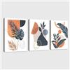 FajerminArt 3Pcs Boho Stampa su Tela Con Cornice, Metà secolo Arancione Blu Geometrico Astratto Foglie di Piante Quadri Moderni Pittura su tela poster Decorazione Murale Adatto Soggiorno Camera da letto 30x40cmx3