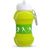 YverLand Bottiglia d'acqua pieghevole per bambini senza BPA. Borraccia per bambini da campeggio, personalizzata con il tuo sport. Bottiglia d'acqua compatta per regalo originale (Tennis)
