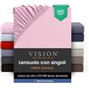VISION Lenzuolo con angoli - 100% cotone - Letto matrimoniale (140 x 190 cm) - Angoli elasticizzati - Adatto a materassi fino a 25 cm - Certificato Oeko-Tex - Lavabile in lavatrice - Colore: rosa