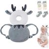 Bambebe Protezione Testa per Neonato Morbido Cuscino Anticaduta Bambino Proteggi Testa Bambini Regolabile Zaino Salva Testa Neonati Caschetto Primi Passi Zainetto Anticaduta Bambini(Cervo)