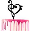 CARISPIBET cake topper musicale chiavi fanno a forma di cuore acrilico torta nuziale topper decorazione tematica