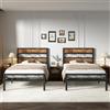 VECELO Telaio per letto 90 x 190 cm, con testa in legno, rete con piattaforma in metallo, con supporto a doghe solide e spazio di archiviazione, montaggio semplice, marrone rustico