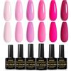 INPING Smalto Semipermante Per Unghie Rosa, 6 Colori Rosa Sposa Raccolta Set Di Smalti UV Gel,Kit per Unghie Semipermanente Bianca Rosa Chiaro rosa scuro Lunga Durata 8ml