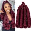 S-noilite French Curl Braiding Hair 60cm Loose Wavy Spiral Curly Crochet Hair, Extension di Capelli Ricci Francesi per Donne, Capelli Sintetici Pre-allungati,1 Pack 120g,Rosso vino