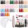 ROSALIND Kit Semipermanente Unghie con 48W UV LED Lampada e Fresa 20+4Pezzi | Kit Unghie Gel Completo Verde Grigio Rosa Rosso Giallo Arancione, Kit Smalto Semipermanente Completo Mini Manicure Regalo