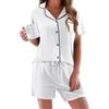 Ekouaer Pigiama Donna Estivo Set Camicia da Notte Corta Scollo a V e Maniche Corte Pigiama da Casa Casual in Due Pezzi, S-2XL