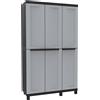 Armadio Portascope Modulare da Esterno 102x39x170 cm 3 Ante 3 Ripiani in Polipropilene Twist Grigio e Nero