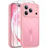 Qasyfanc Magnetica Cover per iPhone 17 Pro Max, Rosa chiaro | Compatibile con MagSafe,con 2 Pezzi Vetro Temperato Pellicola, Cover Clear Slim Fit Antiurto Militare Antigiallo