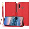 LMFULM® Custodia per Huawei P Smart Z STK-LX1 (6,59 pollici) PU Pelle Cover Magnetica Portafoglio Custodia Protettiva Telefono Litchi Stampa Stent Funzione Flip Case Rosso