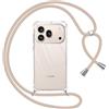 Pnakqil Cover per Honor 600 Pro 5G con Cordino, Trasparente Custodia con Laccio Tracolla Cellulare Girocollo Collana Protettiva per Honor 600 Pro 6,57 Pollic, Khaki