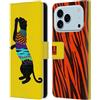Head Case Designs Custodia a portafoglio in pelle con motivo tigre e sagome di animali, compatibile con Apple iPhone 17 Pro