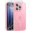 Qasyfanc Magnetica Cover per iPhone 16 Pro, Rosa chiaro | Compatibile con MagSafe,con 2 Pezzi Vetro Temperato Pellicola, Cover Clear Slim Fit Antiurto Militare Antigiallo