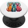 DW Mid Century Modern Cats Gatti vintage retrò metà secolo look moderno stile anni '50 e '60 PopSockets PopGrip Adesivo