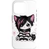 Y2k Emo & Goth Altercore for Teens Custodia per iPhone 16 Pro Emo Goth Black Kitten K-Pop Boy Girl Teen Grunge Punk