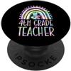 Matching Groovy 60s Style Teacher Spirit 4 ° grado insegnante bohemien arcobaleno sano estetica PopSockets PopGrip Adesivo