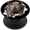 4RhinoLovers Divertente rinoceronte che sbircia carino zoo amante degli animali PopSockets PopGrip Adesivo
