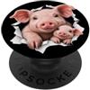 4PigletsLovers Divertente maialini che sbirciano carino zoo amante degli animali PopSockets PopGrip Adesivo