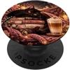Dark Cat Books Coffee Cozy Reader Access Dark Cat Books Lover Coffee Moon Accogliente Gattino Nero Floreale PopSockets PopGrip Adesivo