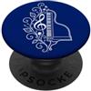 Pianists Musicians Art Pianoforte Chiave di violino Bianco Floreale Note Musicali Musicista Pianista PopSockets PopGrip Adesivo