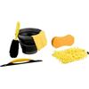 Dunlop Set di pulizia per auto, 6 pezzi, spazzola per cerchioni con panno in microfibra e guanto per il lavaggio dell'auto, con secchio pieghevole e spugna, colore nero e giallo