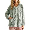 GMQWRK Giacca da letto da donna in morbido pile felpato, con tasche, casual, ampia, con bottoni, per inverno, primavera, calda, camicia da notte per anziani, madri, casa, abbigliamento da salotto