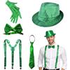AWAVM 5 accessori per paillettes da uomo, con paillettes con bretelle a paillettes, papillon con paillettes, cravatta, guanti, costume accessori scintillanti per carnevale festa