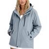 Generico Giacca Antipioggia Donna Leggera Giacca a Vento Impermeabile Invernale Giubbotto Antivento Esterno Mezza Stagione Jacket Casual Cappotto con Zip Cappuccio e Tasche per Primavera Estate Autunno